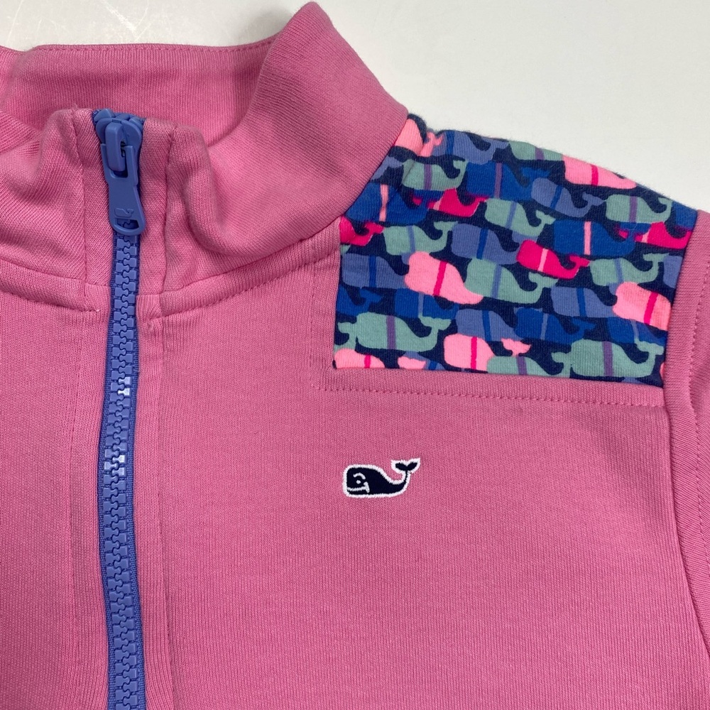 Vineyard Vines Pink Shepherd Shirt Quarter Zip Pullover Girls S